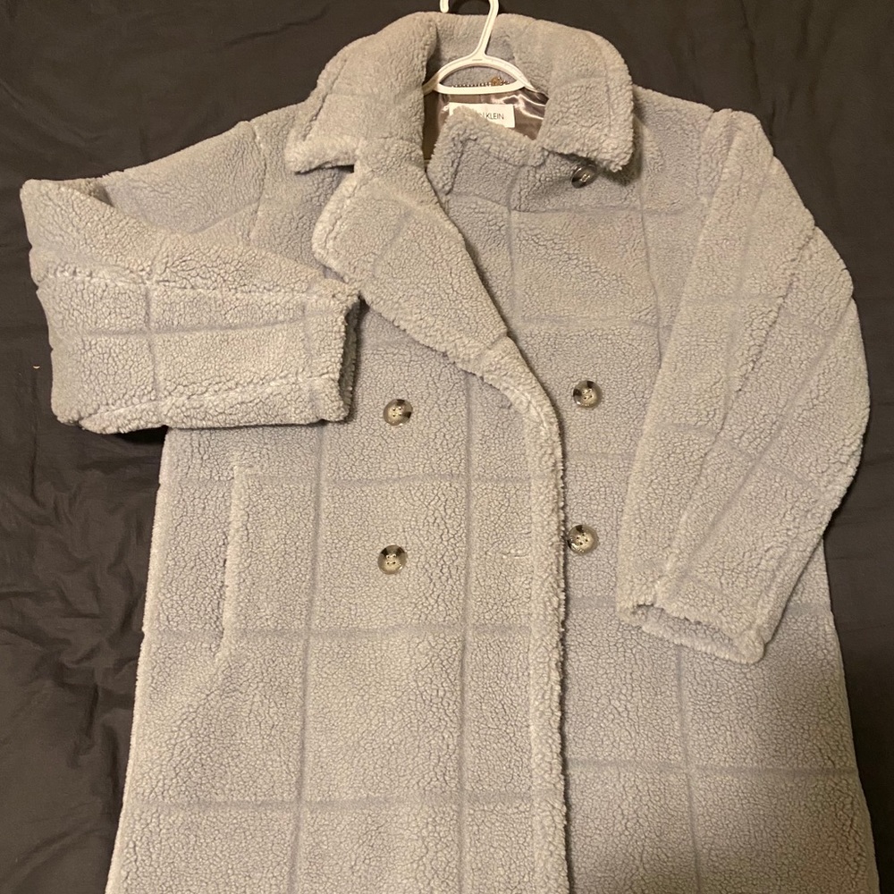CK Faux Fur Sherpa Double Breasted Coat NEW